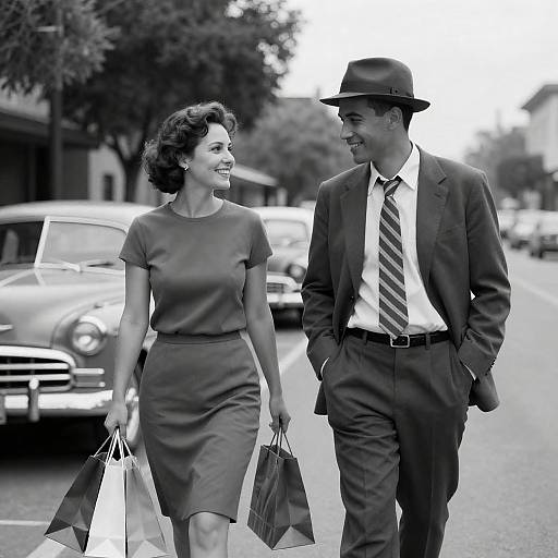 Vintage Black-and-White Street Scene