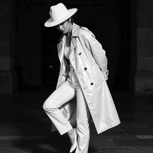 Dynamic Black-and-White Fashion Pose