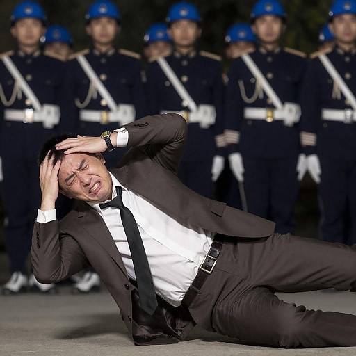 Intense Nighttime Struggle with Soldiers