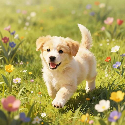 Joyful Sennenhund Puppy in Meadow
