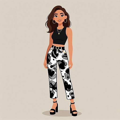 Chic Smiling Woman in Stylish Outfit