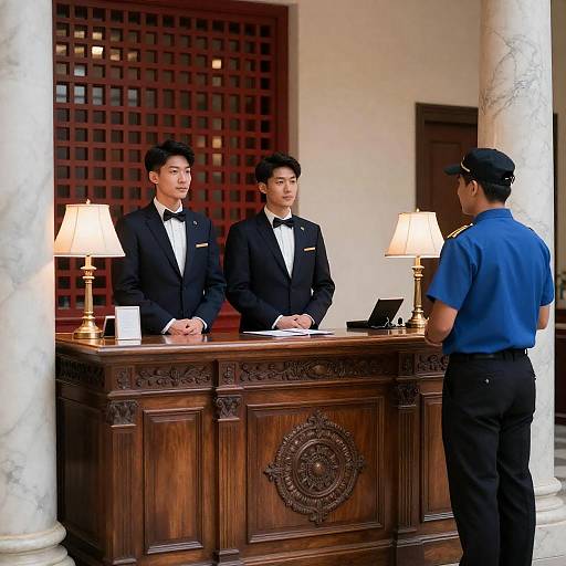 Elegant Hotel Concierge and Doorman Scene