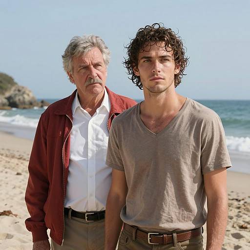 Beach Scene with Older and Younger Men