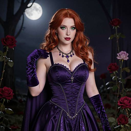 Fiery Redhead in Gothic Garden