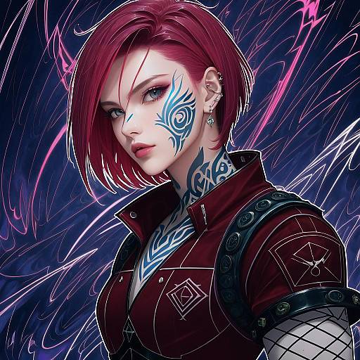 Illustration of Arcane vi, league of legends in the style of Kawashina (momen silicon)