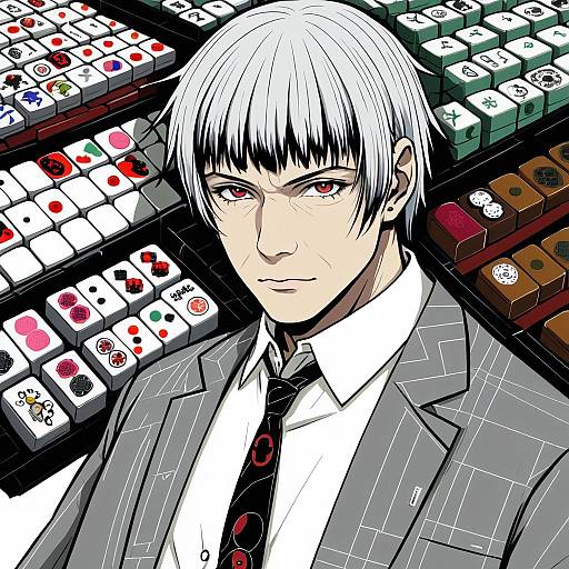 Illustration of Akagi shigeru, fukumoto mahjong in the style of Racer (magnet)
