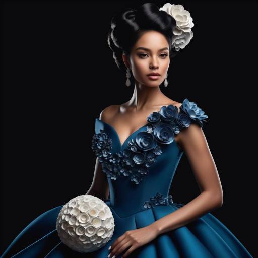 Elegant Mediterranean Woman in Sculptural Gown