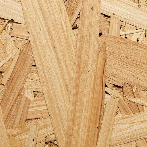 Close-up photograph of a pile of uneven, light brown wooden shingles with visible grain and textures, overlapping each other.