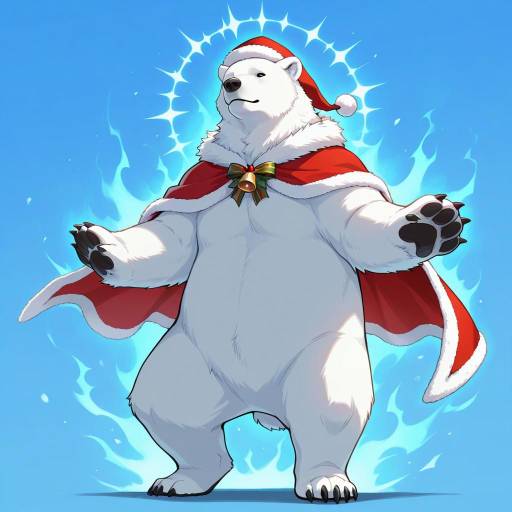 Wise Polar Bear in Santa Attire Wise Polar Bear in Santa Attire