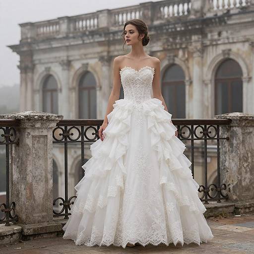 Elegant Young Woman on Balcony