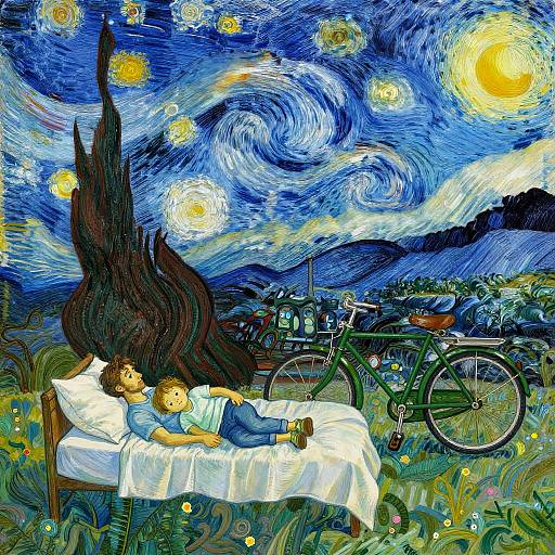 Whimsical Van Gogh Inspired Family Scene