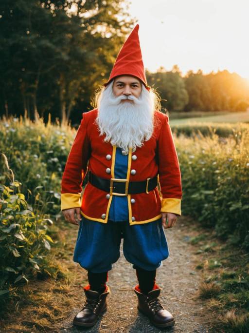 Man in Gnome Costume Standing Outdoors