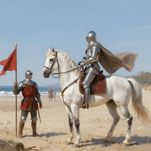 White Knight Reaching Toward Red Standard