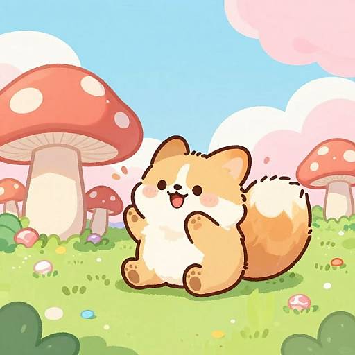 Playful Furry in Candyland Scene