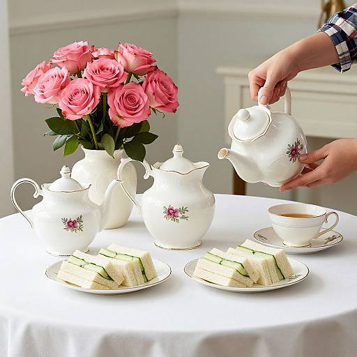 Elegant Floral Afternoon Tea Scene