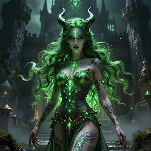Mysterious Jade Succubus in Enchanted Castle