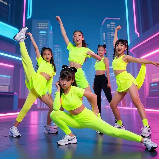 Energetic Teens in Neon Gymwear