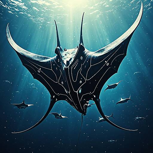 Cybernetic Manta Ray Fantasy Illustration