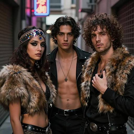 Urban Alley Trio with Intense Expressions