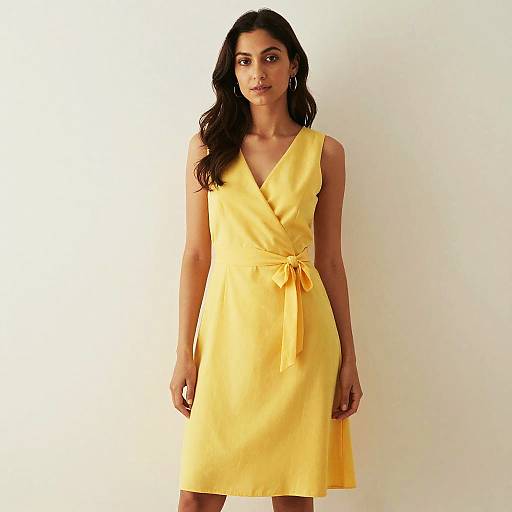 Woman in Yellow Dress Standing Indoors