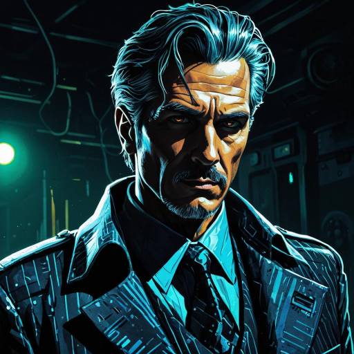 Neo-Noir Cybernetic Detective Illustration