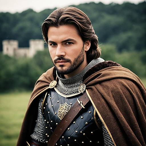 Medieval Prince in Armor and Cape