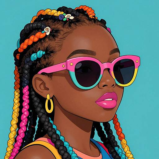 Vibrant Cartoon Black Woman Portrait