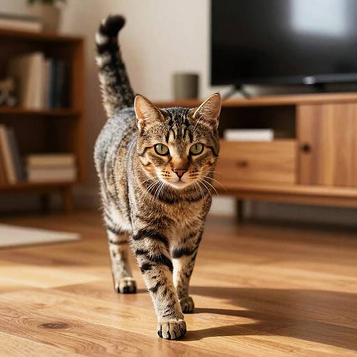 Majestic Tabby Cat in Cozy Living Room