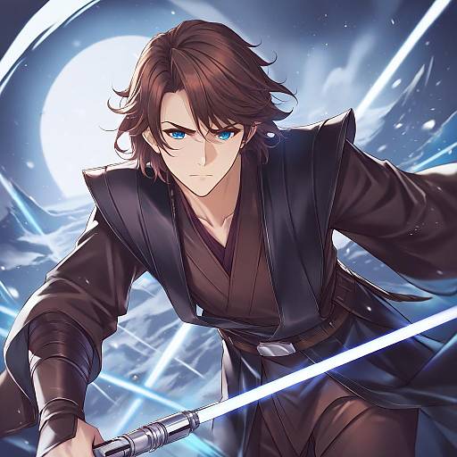 Illustration of Anakin skywalker, star wars in the style of Ks (xephyrks)