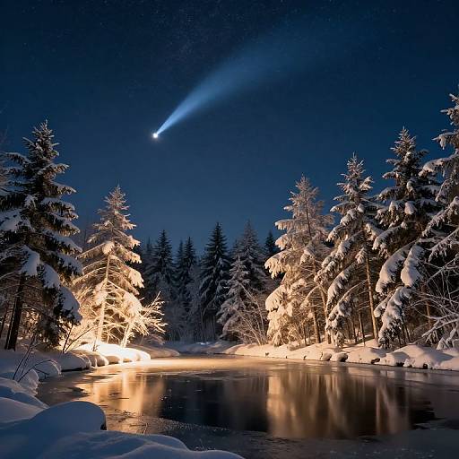 Radiant Comet Over Winter Night