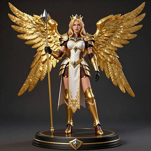 Confident Blonde Woman with Golden Wings