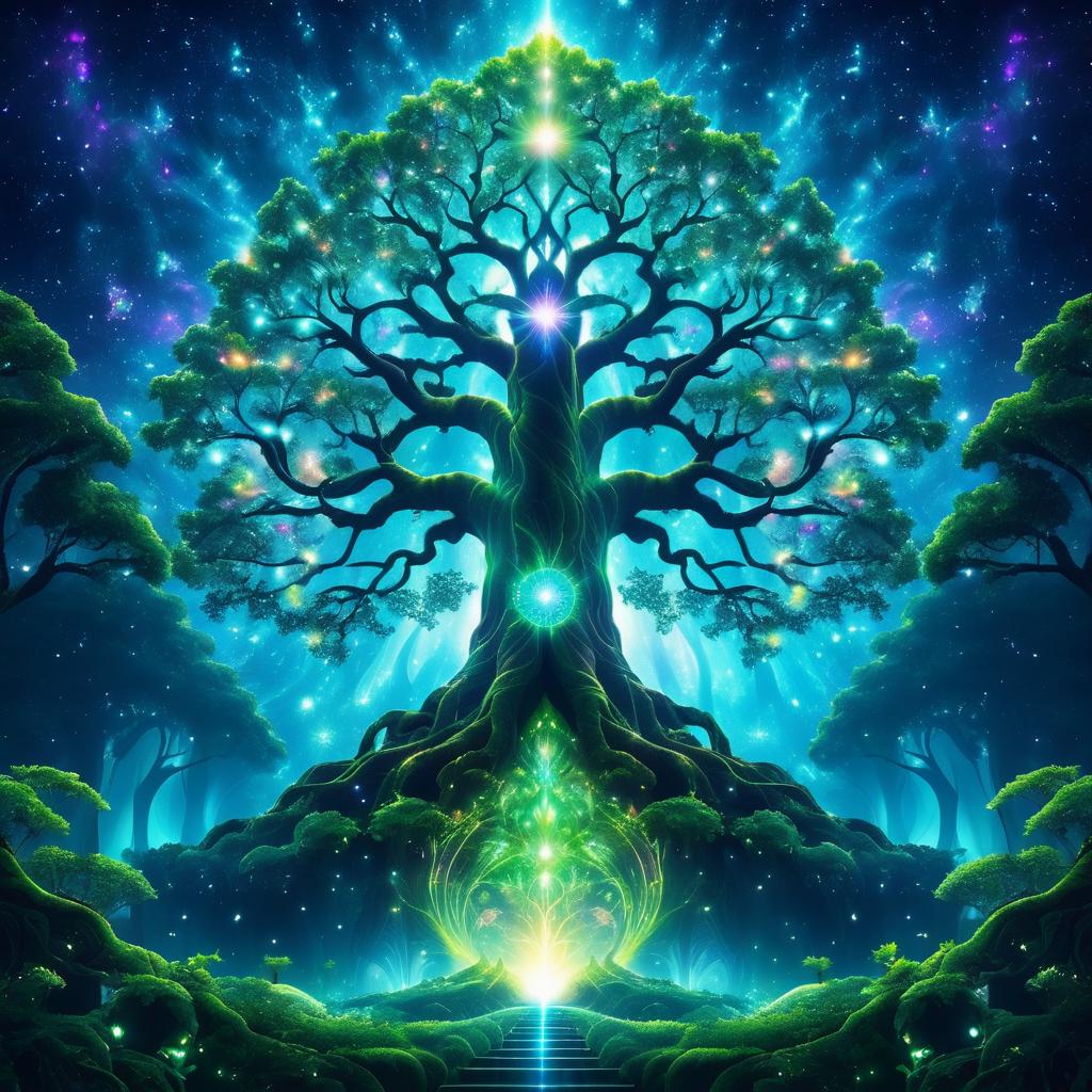 Celestial Tree in a Mystical Forest