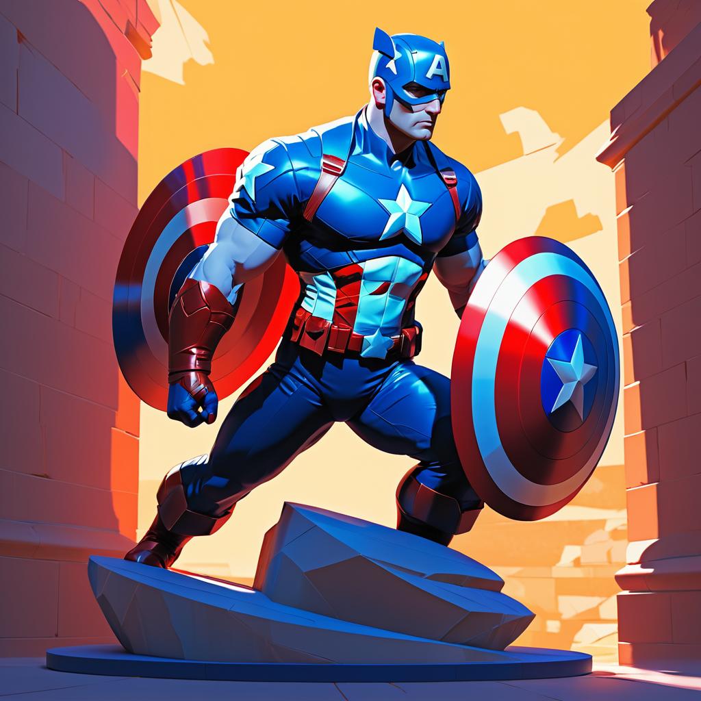 Vibrant Captain America Stone Statue Art