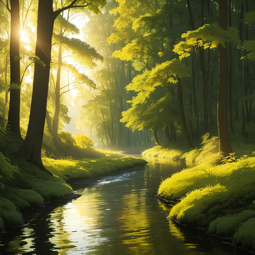 Serene Enchanted Woods at Morning Light