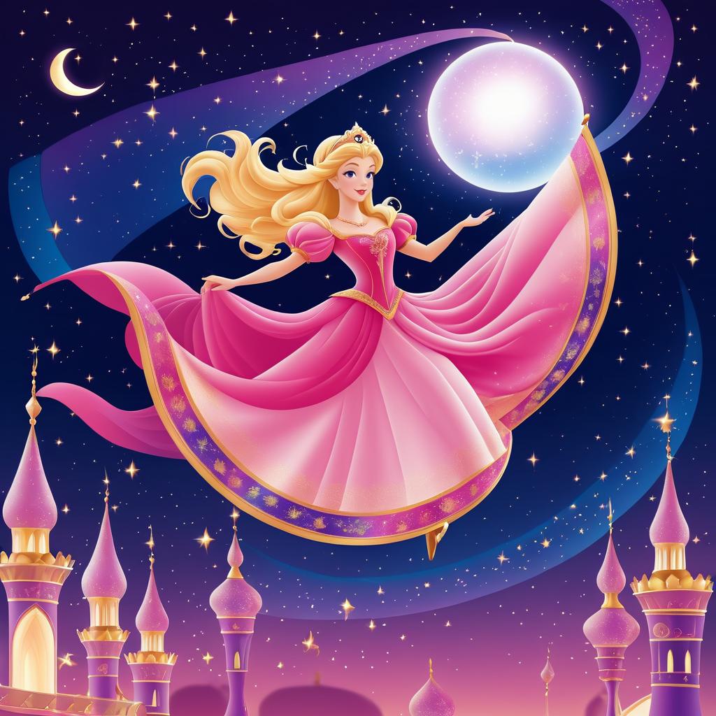 Whimsical Princess Aurora on Magic Carpet