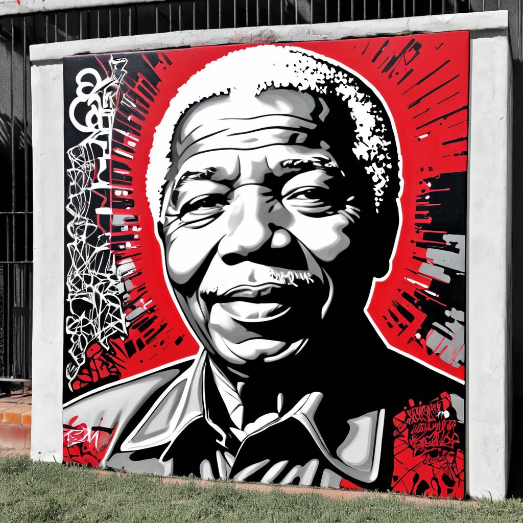 Monochrome Graffiti Portrait of Mandela