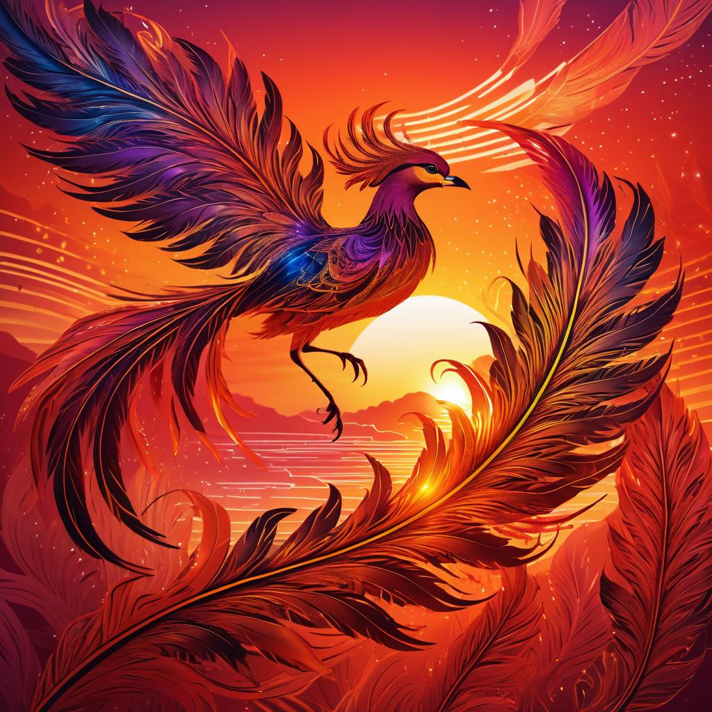 Ethereal Phoenix Feathers at Sunset