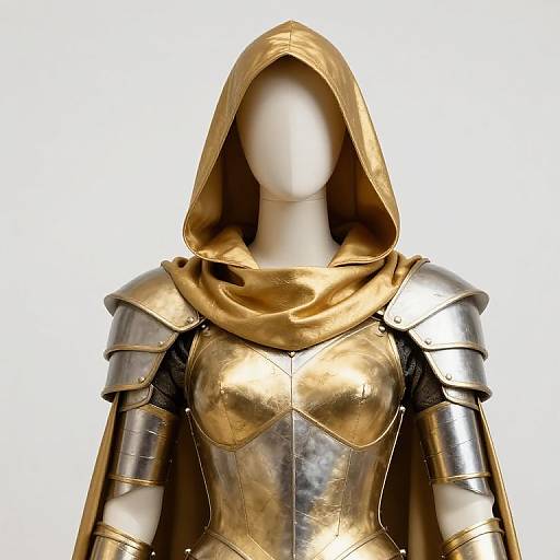 Mannequin in Hooded Gold-Silver Armor