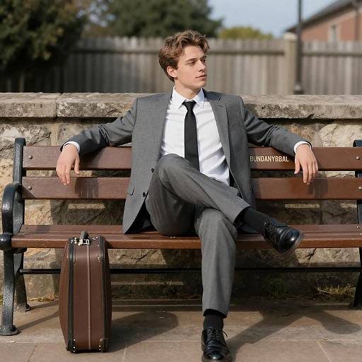 Relaxed Young Man in Grey Suit