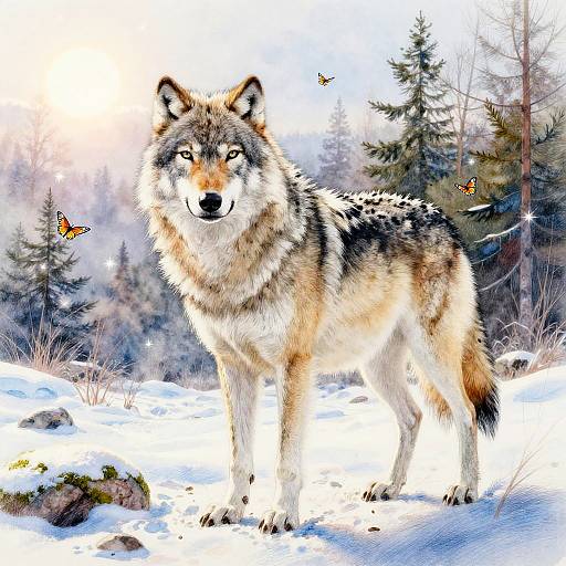 Majestic Tundra Wolf in Winter