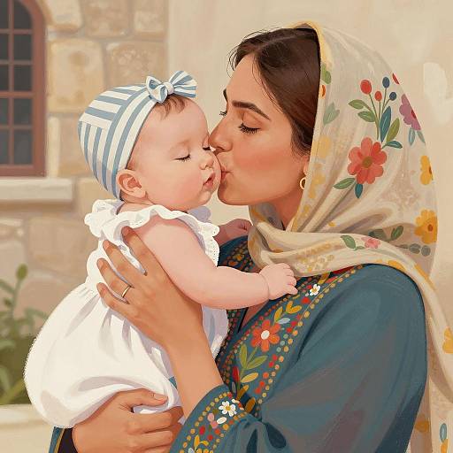 Tender Moment: Mother and Child Embrace