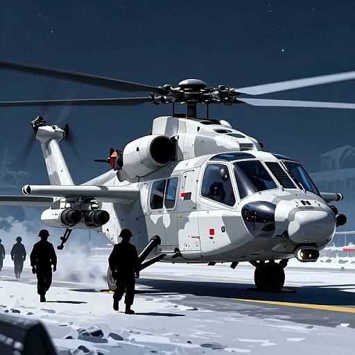 Futuristic Soldiers and Attack Helicopter