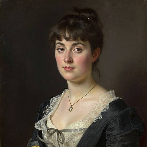Victorian Oil Portrait of Elegant Woman