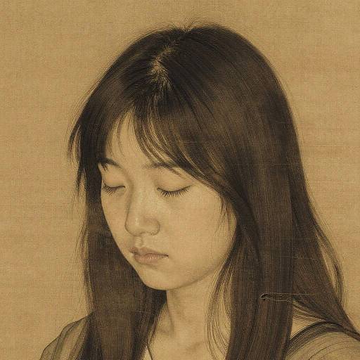 Realistic Portrait of Girl with Chestnut Hair