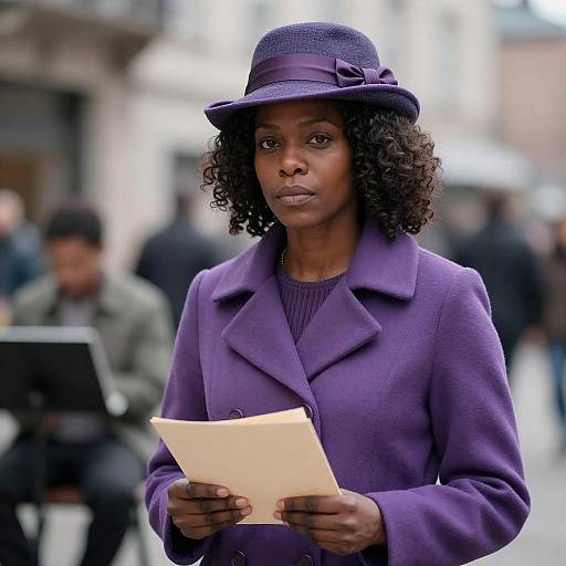 Black Woman in Vintage Purple Coat