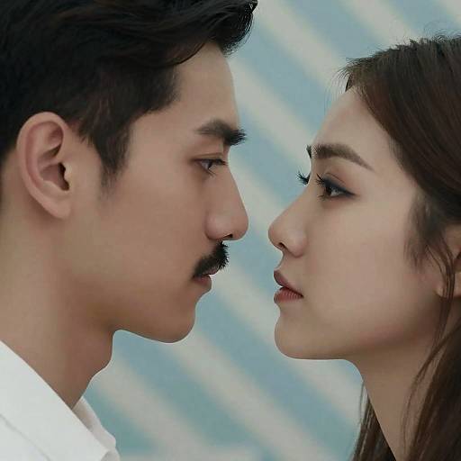 Intimate Close-Up of Couple's Faces