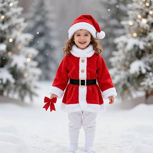 Joyful Girl in Santa Claus Outfit