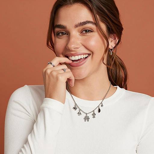 Smiling Woman in Orange Background