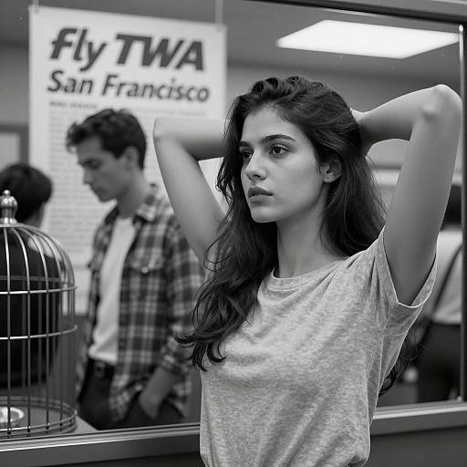 Reflective Black-and-White Portrait Scenario