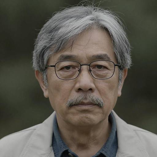 Serious Older Man in Light Jacket